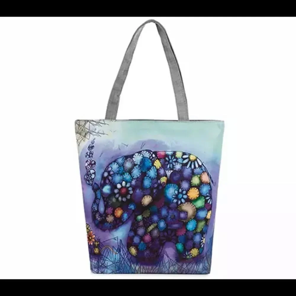 COLORFUL ELEPHANT ZIP TOTE‎